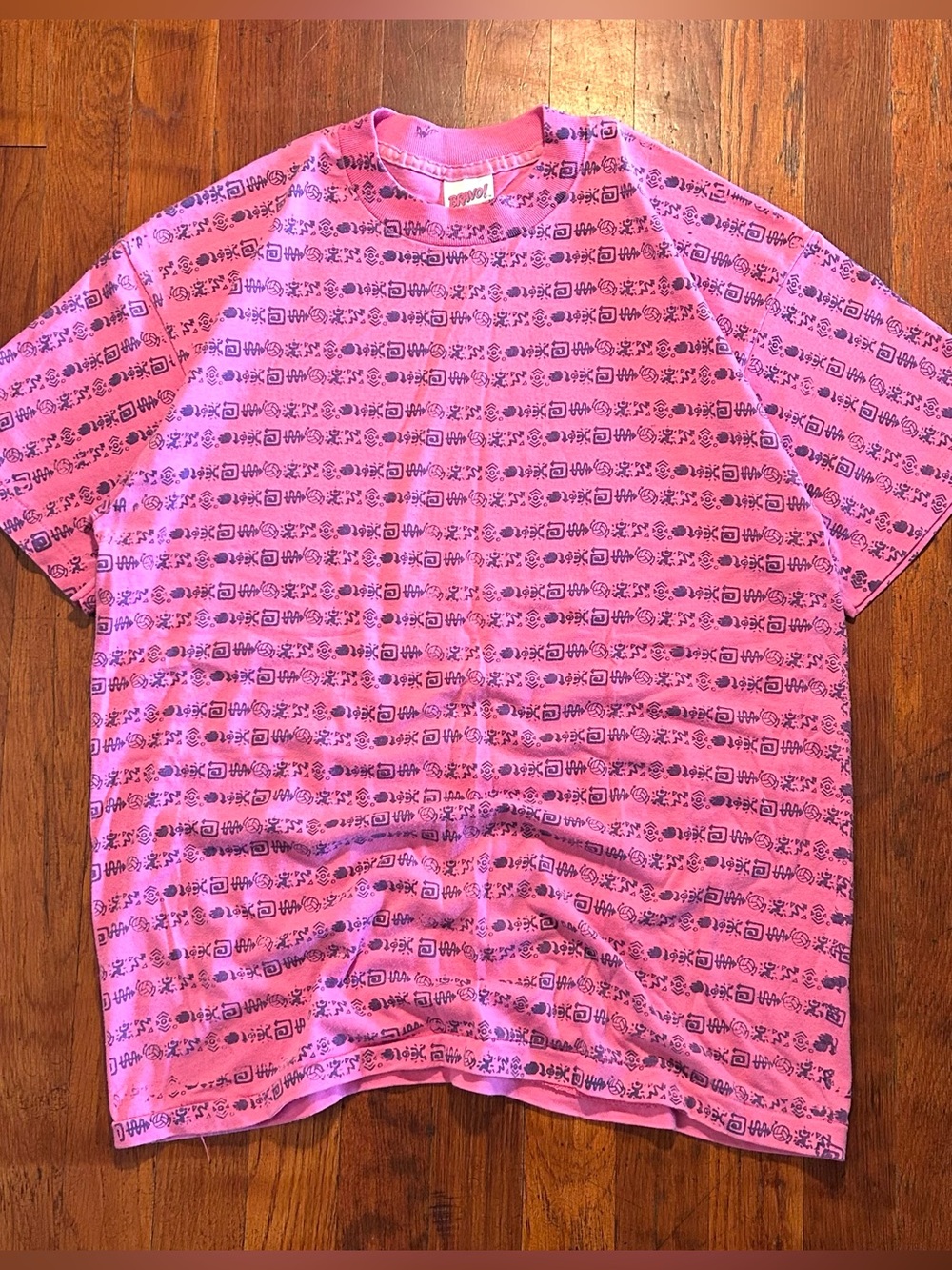 Vintage ‘90s Volleyball AOP Abstract Single Stitch USA Pink Purple T-shirt M